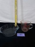 Pyrex Measuring Cup (small Chip), glass Pie plate