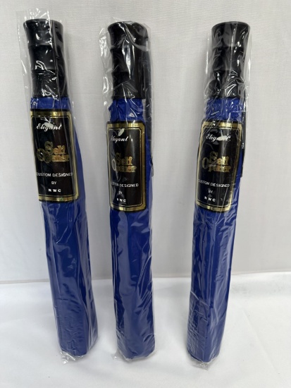 (3) Elegant Self Opener Umbrellas (Blue)