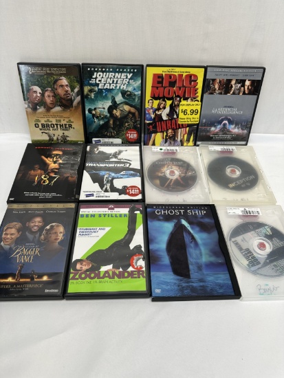 (12) DVDs/O Brother Where Art Thou, 187, Transporter 3, Zoolander, ETC