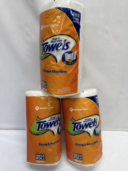 (3) Rolls/Member's Mark Super Premium Towels
