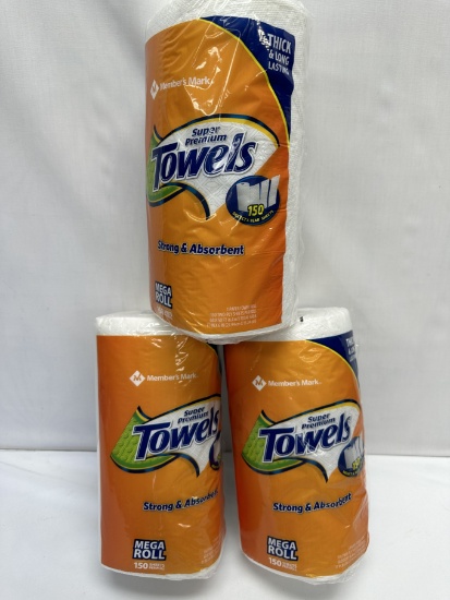 (3) Rolls/Member's Mark Super Premium Towels