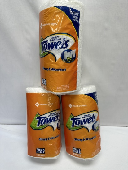 (3) Rolls/Member's Mark Super Premium Towels