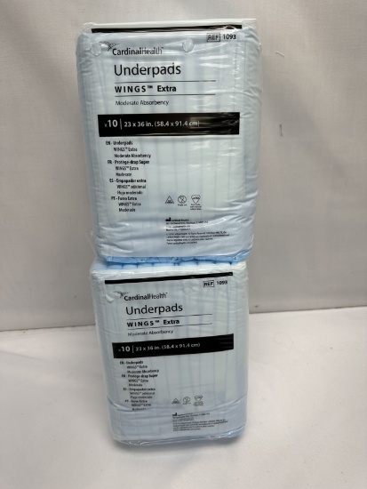 (2) Packs/Cardinal Health Underpads (23 inch X 36 inch)(20 Total)