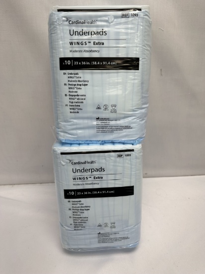 (2) Packs/Cardinal Health Underpads (23 inch X 36 inch)(20 Total)