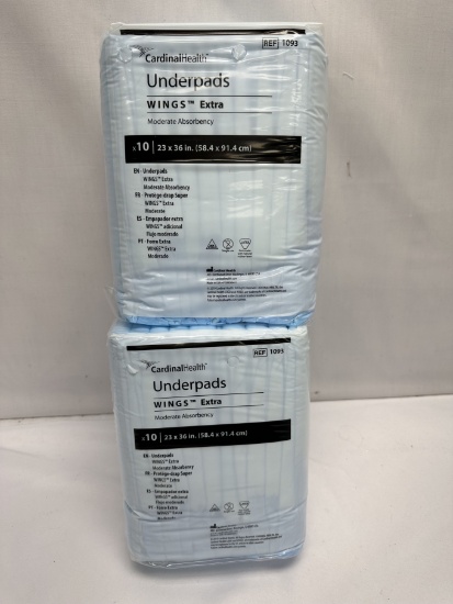 (2) Packs/Cardinal Health Underpads (23 inch X 36 inch)(20 Total)