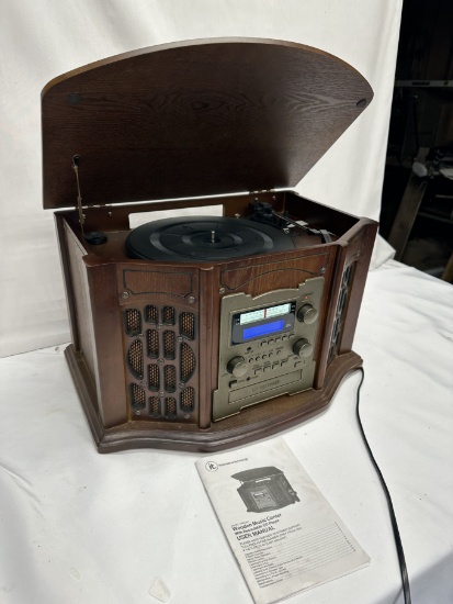 Wooden Music Center with Recordable CD Player/Record Player