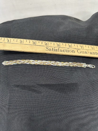 Marked .925 Sterling Silver Italy Braded Herringbone Bracelet