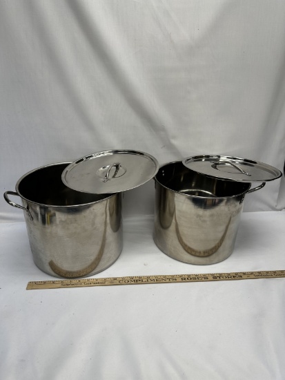 (2) Stainless Stew Pots with Lids