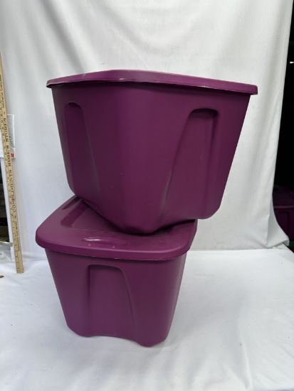 (2) HOMZ MainStays 18 Gallon Totes with Lids (Purple)(Local Pick Up Only)