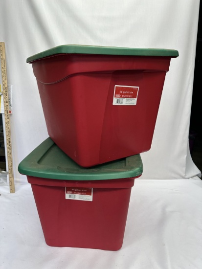 (2) Sterilite 18 Gallon Totes with Green Lids (Local Pick Up Only)