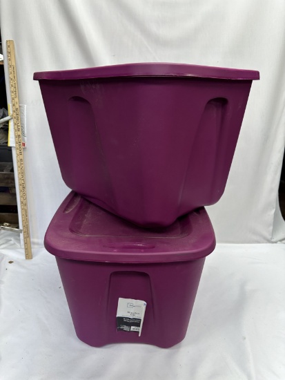 (2) Purple MainStays 18 Gallon Lidded Totes (Local Pick Up Only)