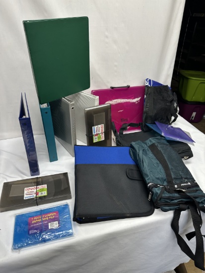 Box Lot/3 Ring Binders, Padfolios, Expanding Files, ETC