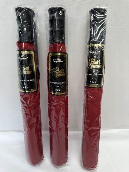 (3) Elegant Self Opener Umbrellas (Red)