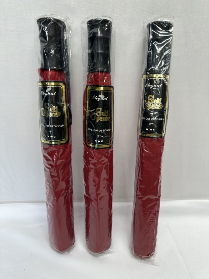 (3) Elegant Self Opener Umbrellas (Red)