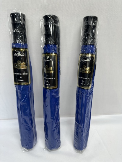 (3) Elegant Self Opener Umbrellas (Blue)