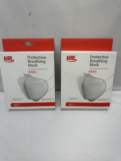 (2) Packs AIRE KN95 Protective Breathing Masks (20 Total)