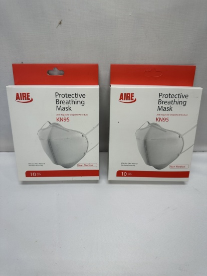 (2) Packs AIRE KN95 Protective Breathing Masks (20 Total)