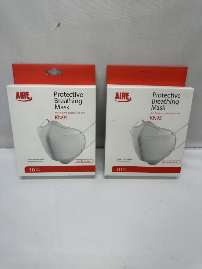 (2) Packs AIRE KN95 Protective Breathing Masks (20 Total)