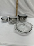 Box Lot/Anchor Caserole Dish and Revere Ware Mixing Bowls