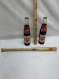 (2) 1981 Clemson Coca Cola Bottles and Mini Louisville Slugger Bat