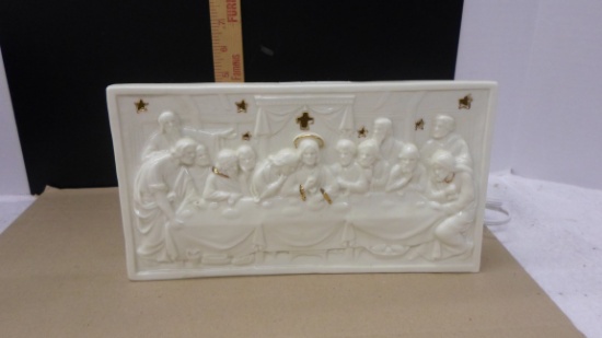 religious tv lamp, last supper pottery tv lamp