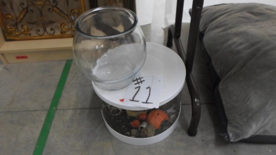 pet cages, hermit crab or reptile cage and a fish bowl