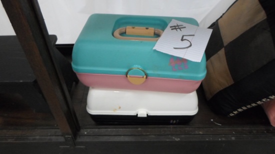 makeup boxes, two makeup boxes with lots of storage could also be used fishing