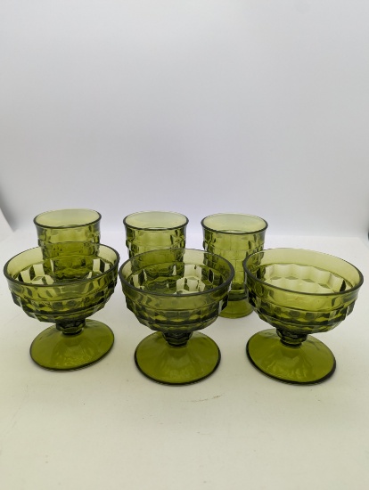 Green Glass Lot  of 6