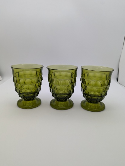 Green Glass lot of 3