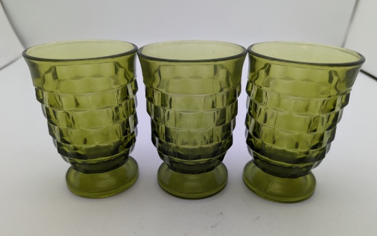 Lot of 3 green glass juice glasses