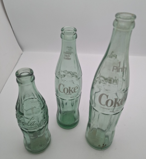Lot of 3 Vintage Coke bottles