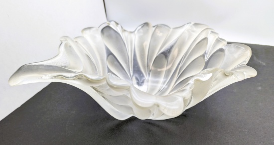 Beautiful Large Glass Decorative Bowl with swirling leaf pattern