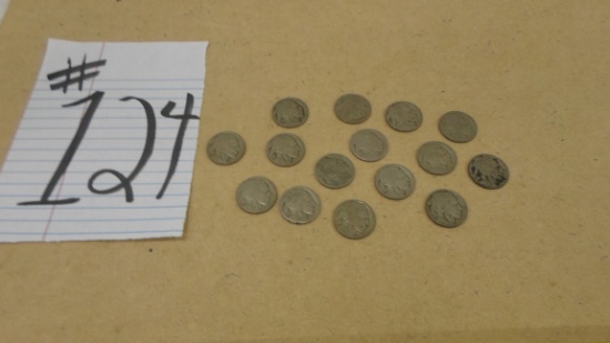buffalo nickels, 15 total
