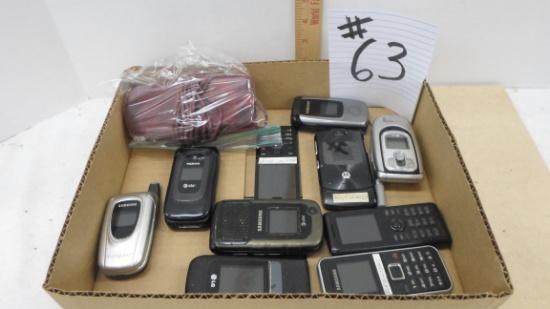 vintage cell phones, mixed lot of styles and brands also includes and working cool red flip phone