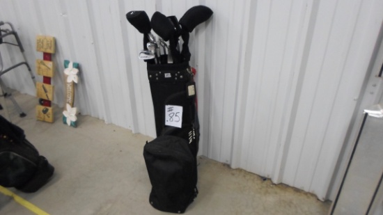 golf clubs, mixed set of clubs with bag