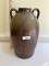 Antique Stoneware Glazed (Greenish/Brown) 2 Handle Crock with #6 Stamp