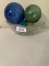 Vintage Thick Glass Star Pattern Cut Glass Scalloped Bowl & Hand Blown Glass Balls