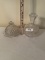 Vintage Cut Glass Heavy Decanter & Very Old Elegant Cut Glass Butter Dish with Cover