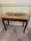 Vintage Cherry Wood Needlepoint Seat Storage Bench (Local Pick Up Only)