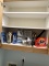 Box Lot/Cabinet Full of Cleaning Supplies, Irons, ETC