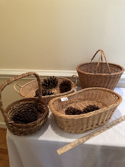 Box Lot/Décor Baskets with Pine Cones (Local Pick Up Only)