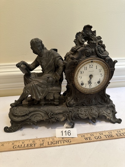 Heavy Cast Mantle Clock/Ansonia with Key