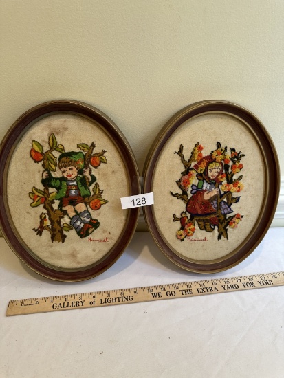 (2) Oval Framed Hummel Art Pieces