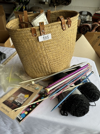 Knitters Bag Full of Kniting Needles, Yarn, ETC
