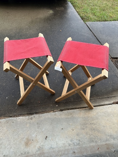 (2) Folding Wooden Stools