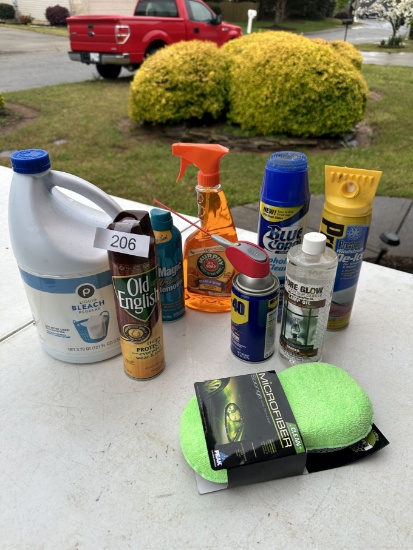 Box Lot/Cleaning Supplies, Murphy Oil Soap, WD40, ETC