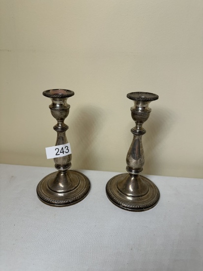 (2) Sterling Reinforced with Cement 263 Candle Holders