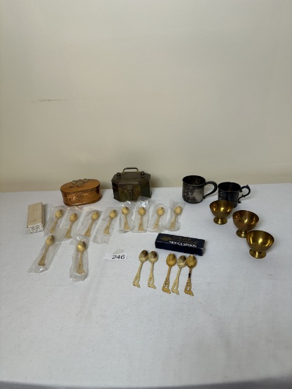 Box Lot/Gold in Color Spoons, ETC