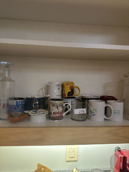 Box Lot/Coffee Mugs, Decanter, ETC