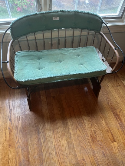 Vintage Late Victorian Spindal Bow Back Wagon Seat with Iron Frame (Local Pick Up Only)